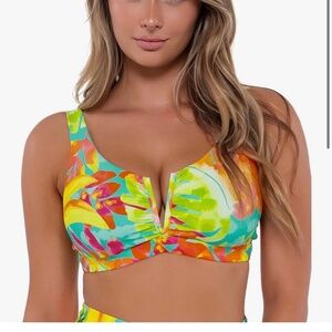 Sunsets Lush luau pattern Vienna style multi-way bikini top